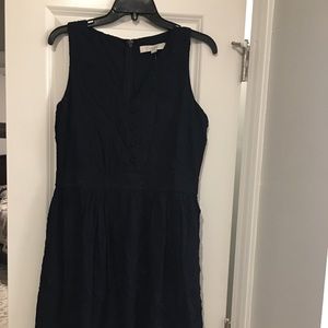 Loft navy embroidered dress